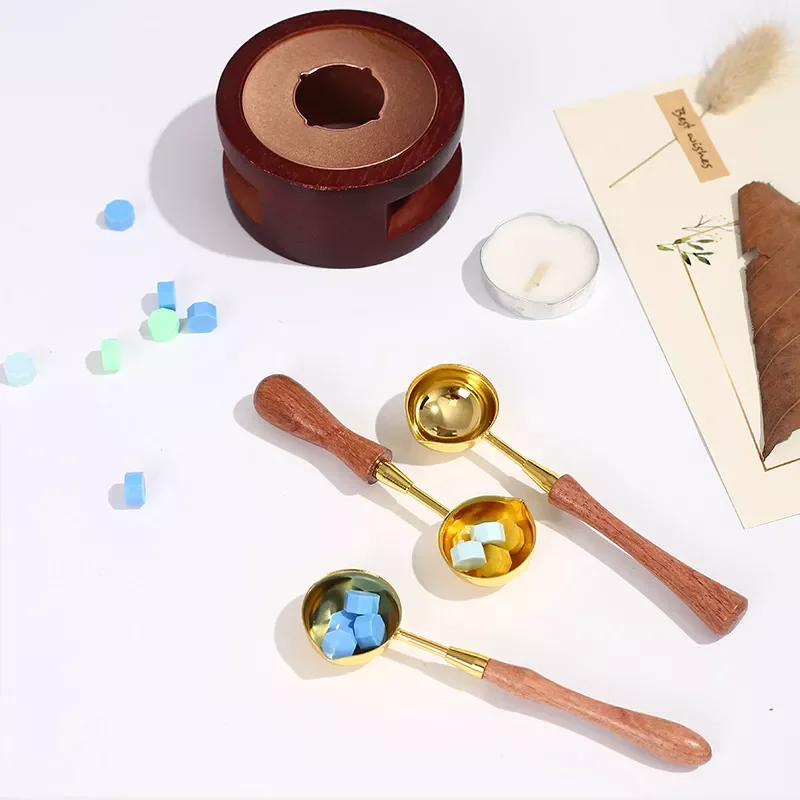 

Sealing Wax Spoon Wood Handle Heat-resistant Wax Granule Burning Melting Stove Pot Retro Spoon Invitations Stamps Craft Tool