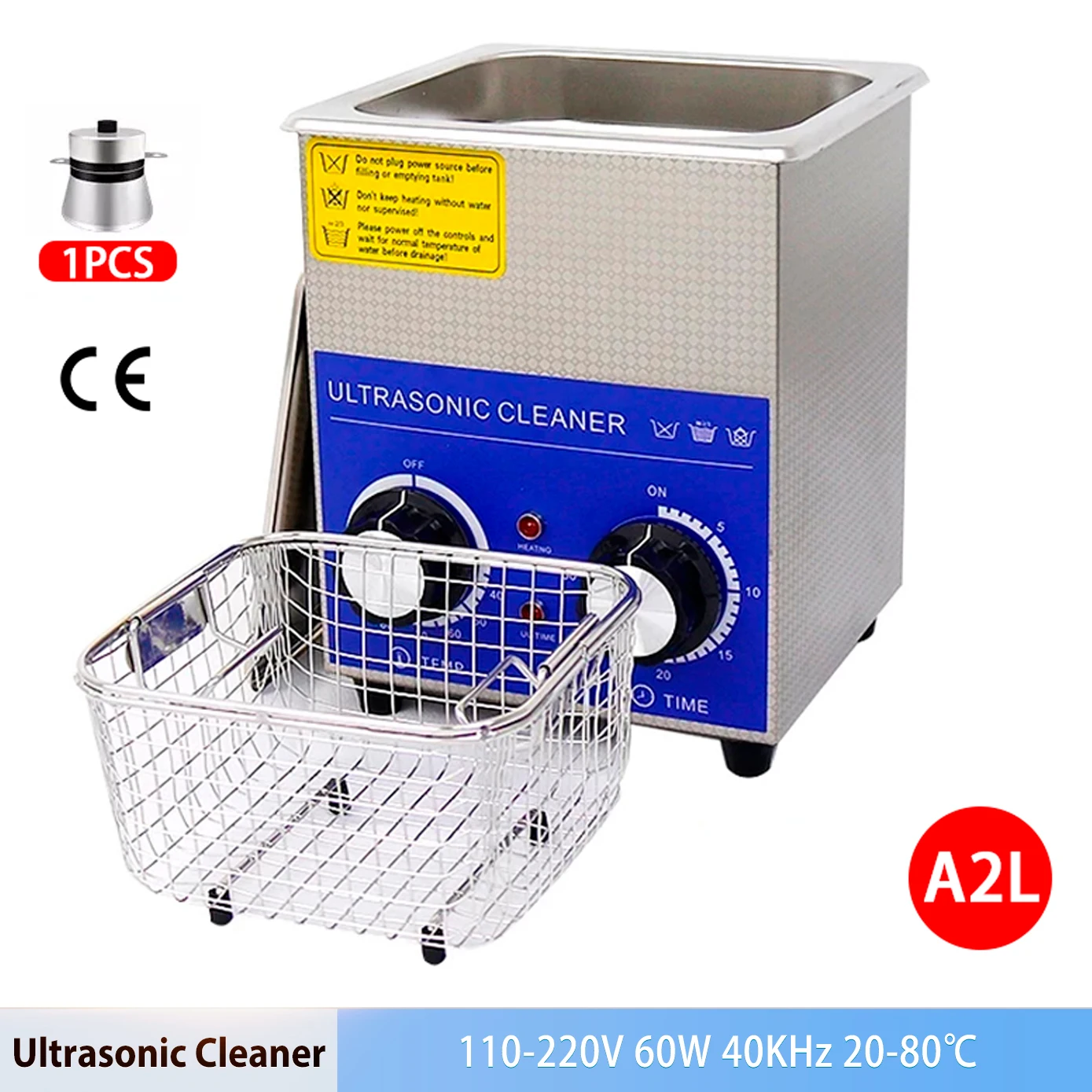 

2L Ultrasonic Cleaner 100W Stainless steel Ultrasonic Cleaner Bath With Heater Timer Basket For Cleaning Jewelry Brass Hardware