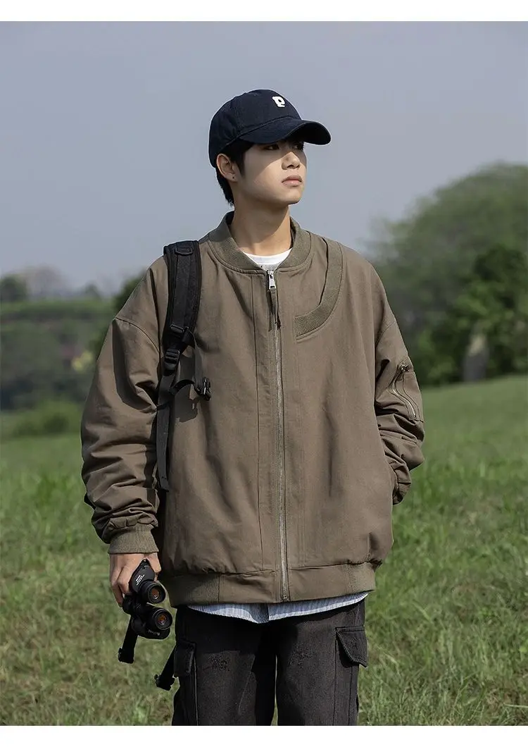 All Match Versatile Spring Autumn Fashion Men's Solid Casual Shirt Loose Pockets Jacket Coat Cool Boy Soft Zipper