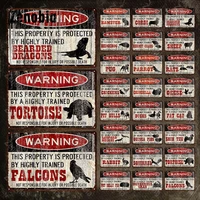 warning animals metal sign this property is protected by a highly trained metal sign vintage tin sign wall stickers home decor