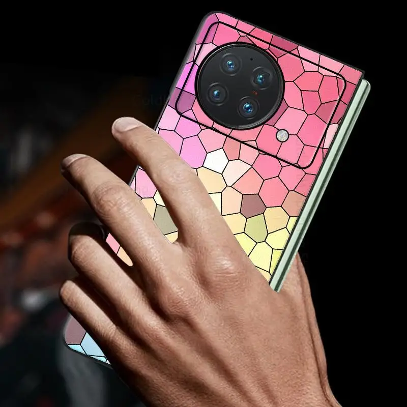For Vivo X Fold 5G Colorful Diamond Pattern Leather Flip Phone Case For VIVO X Fold V2178A 5G Ultra Slim Lens Protective Cover