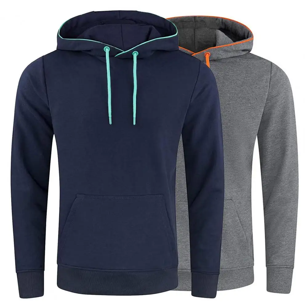 

Men Hoodie Front Pocket Drawstring Pullover Hoodie Long Sleeve Patchwork Color Hooded Pullover Sweatshirt Male Clothing