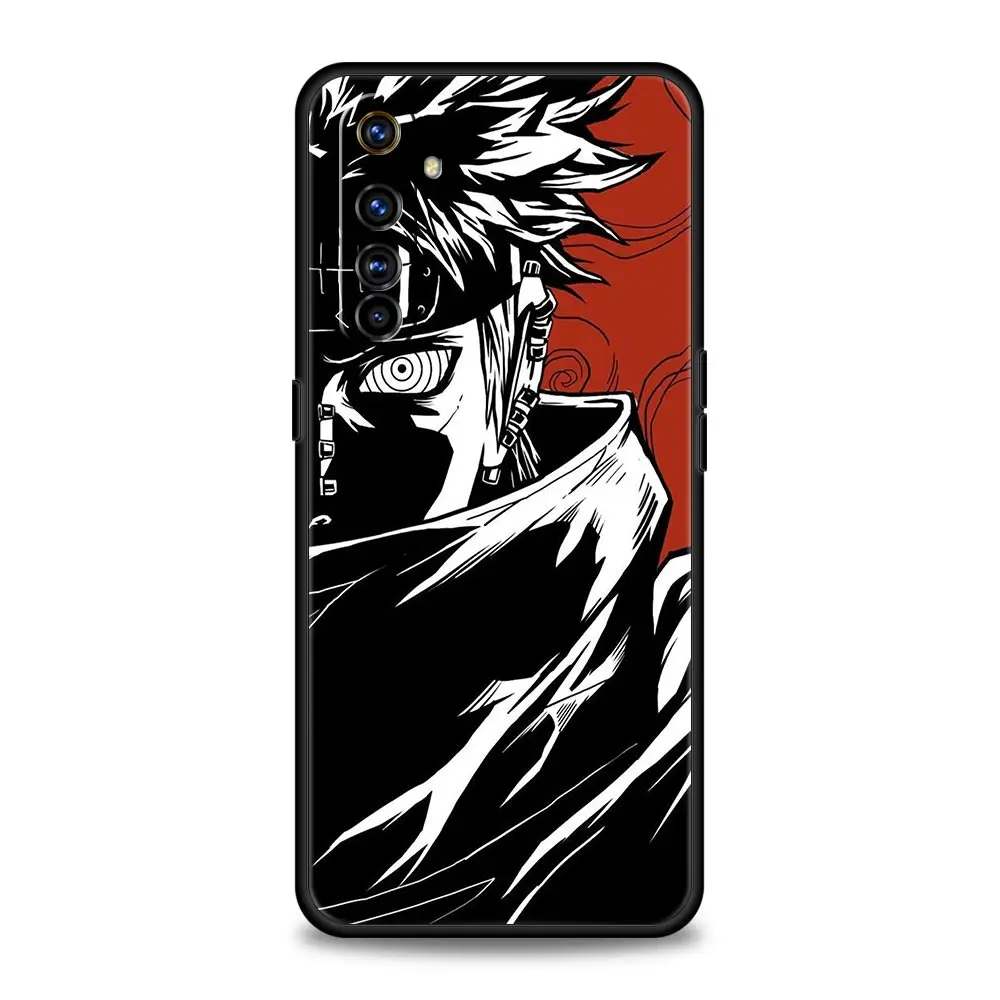 naruto akatsuki uchiha logo phone case for realme 8 7 6 gt2 pro c3 c21 8i 9i c11 c25 9 5g for oppo a54 a53 a16 soft black cover free global shipping