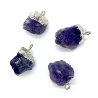 amethyst pendants natural stone jewelry for diy making necklace earring reiki healing trendy purple crystal charms accessories