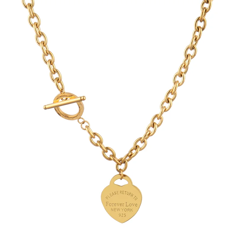 Ожерелья из нержавеющей стали для женщин, ожерелья с подвеской в виде сердца, ожерелья-цепочки, ювелирные изделия