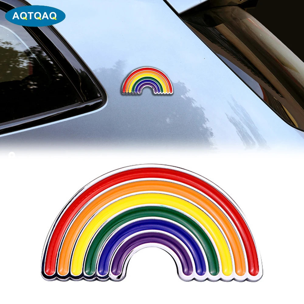 

AQTQAQ 1 штука Радужный металлический автомобильный стикер эмблема, модная наклейка для авто, мотоцикла, грузовика, ноутбука, стены, окна