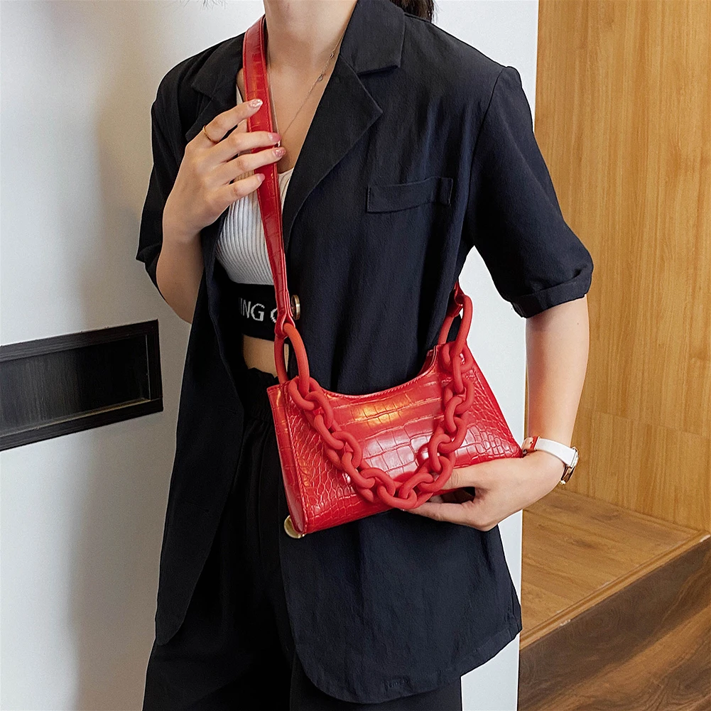 

Popular Simple Female Daily Bag Casual PU Leather Sling Handbag Purse Women Elegant Chain Shoulder Crossbody Bag