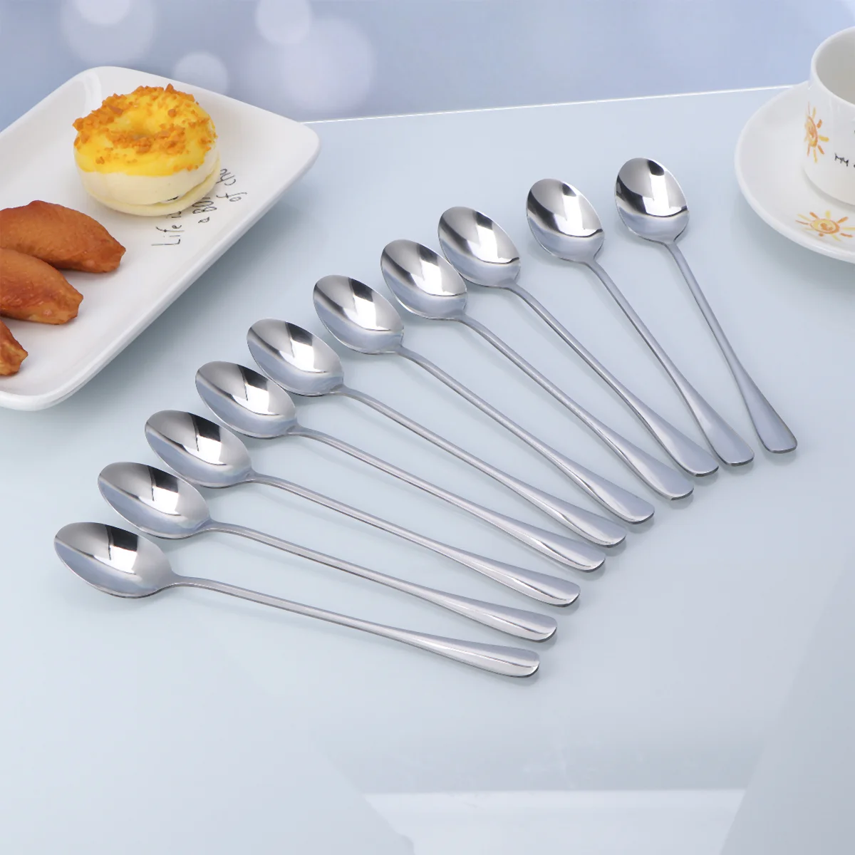 

10 Pcs Stainless Steel Set Stirring Spoon Coffee Stir Spoons Dessert Spoon Mixing Spoons Coffee Spoon Long Handle