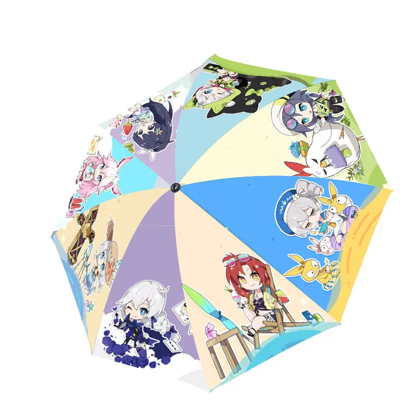 

Honkai Impact 3 Cartoon Fully Automatic Reflective Umbrella Reverse Folding Multifunctional Sunshade & Rain Umbrella Car Travel