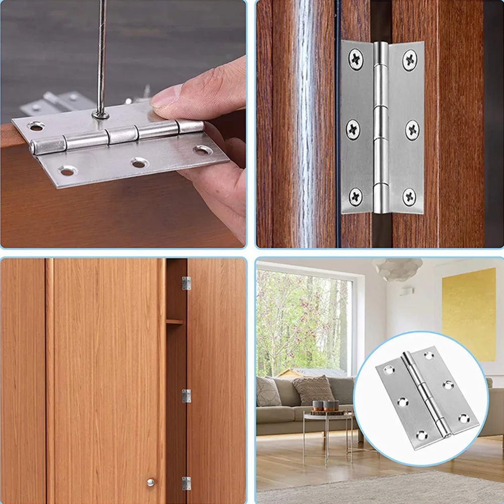 

10pcs Door Hinges Ball Bearing Butt Stainless Steel Hinge 7.5 X 5 Cm Wooden Box Studio Office Mini Hinge Furniture Hardware