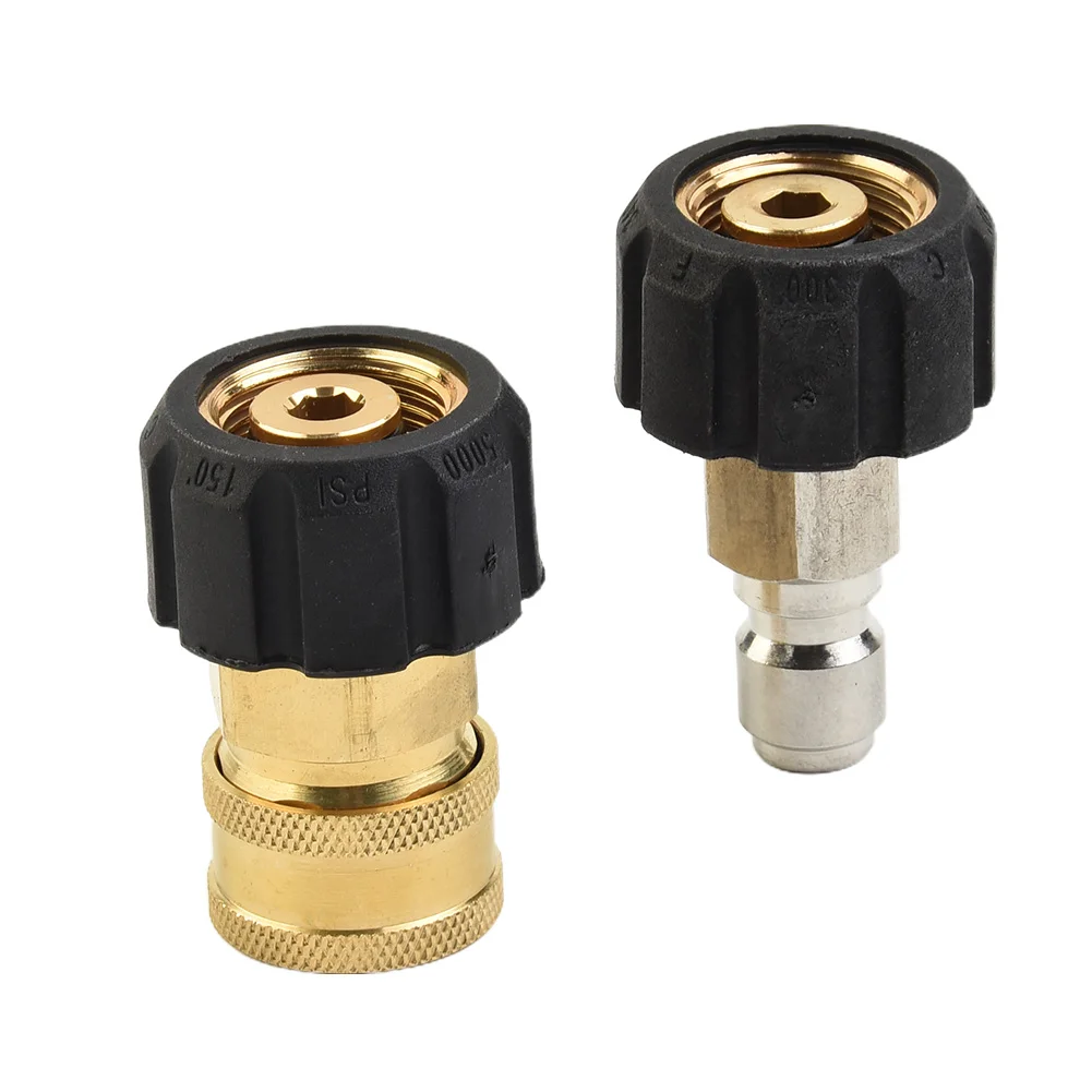 

High Pressure Quick Connector Car Washer Adapter Water Gun Hydraulic Couplers Couplings 3/8 Turn M22 Insert Rod 14/15 General