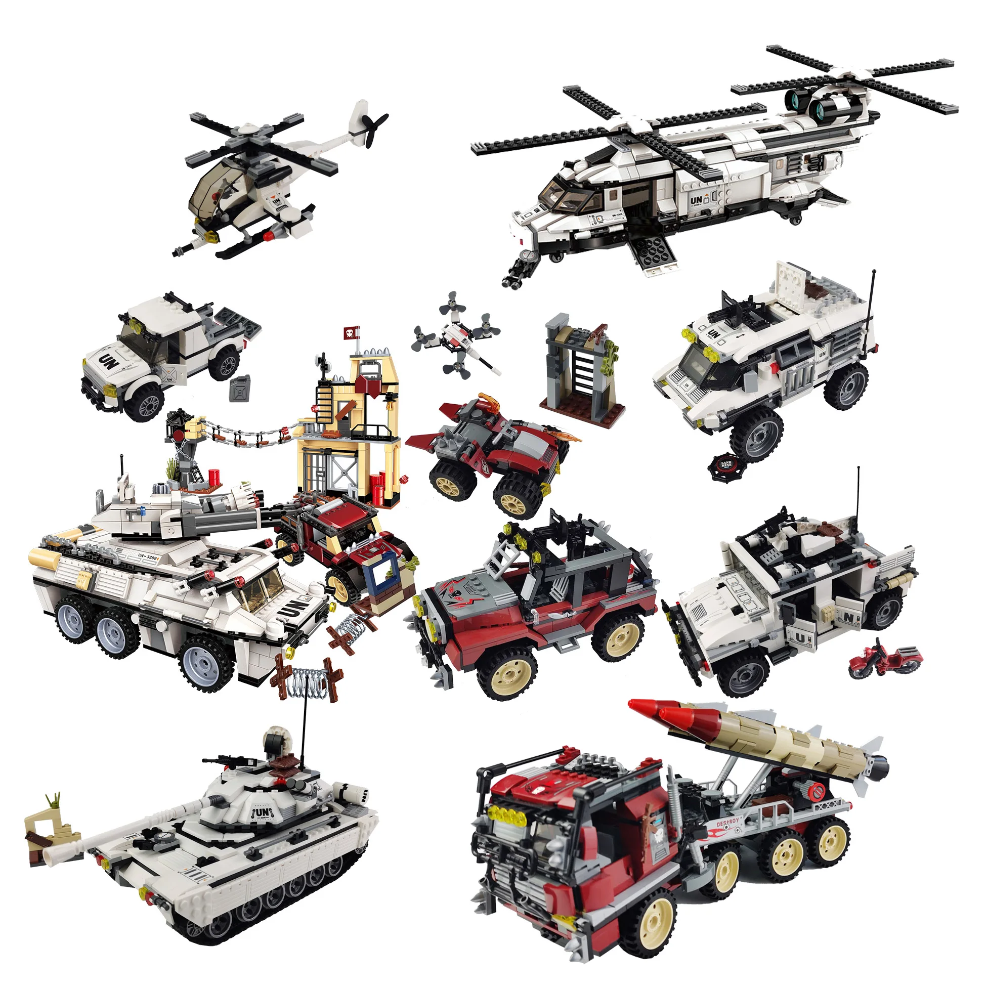 

Enlighten Military Building Block Peacekeeping Force Thunder Mission Heavy Armed Vehicle Attack 935pcs Educational Brick gifts