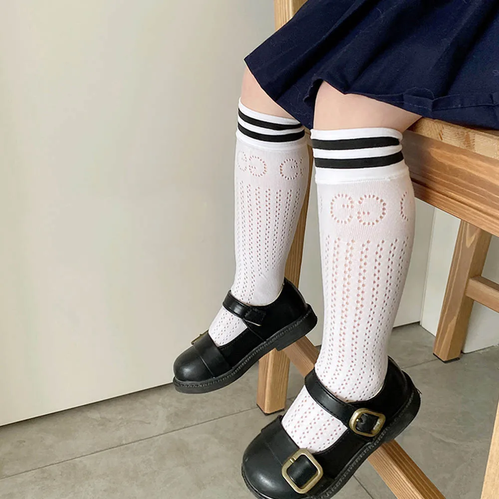 

Melario New Kids Black White Striped Long Socks College Style Over Knee Thigh High Stockings Girls Anime Lolita Cosplay Costumes