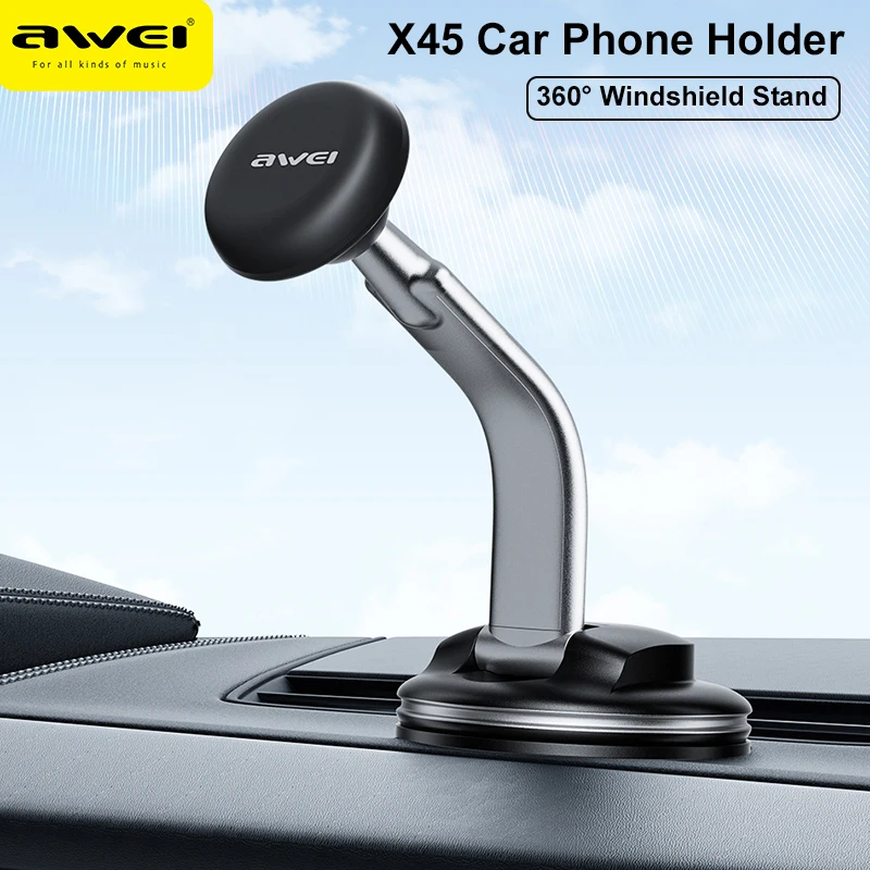 

Awei X45 Автомобильный держатель для телефона 360 ° лобовое стекло мобильный сотовый телефон Поддержка смартфона универсальная подставка для iPhone 12 11 Samsung Huawei