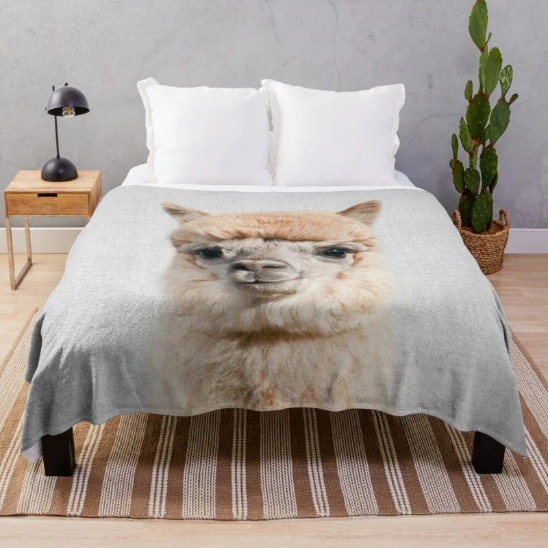 

Alpaca - Colorful Throw Blanket Camping Blanket
