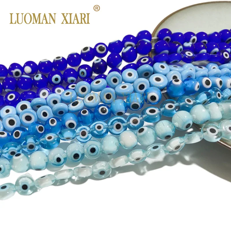 Стеклянные бусины глаз, лэмпворк, плоские круглые бусины россыпью, 6, 8, 10 мм, аксессуары для браслетов