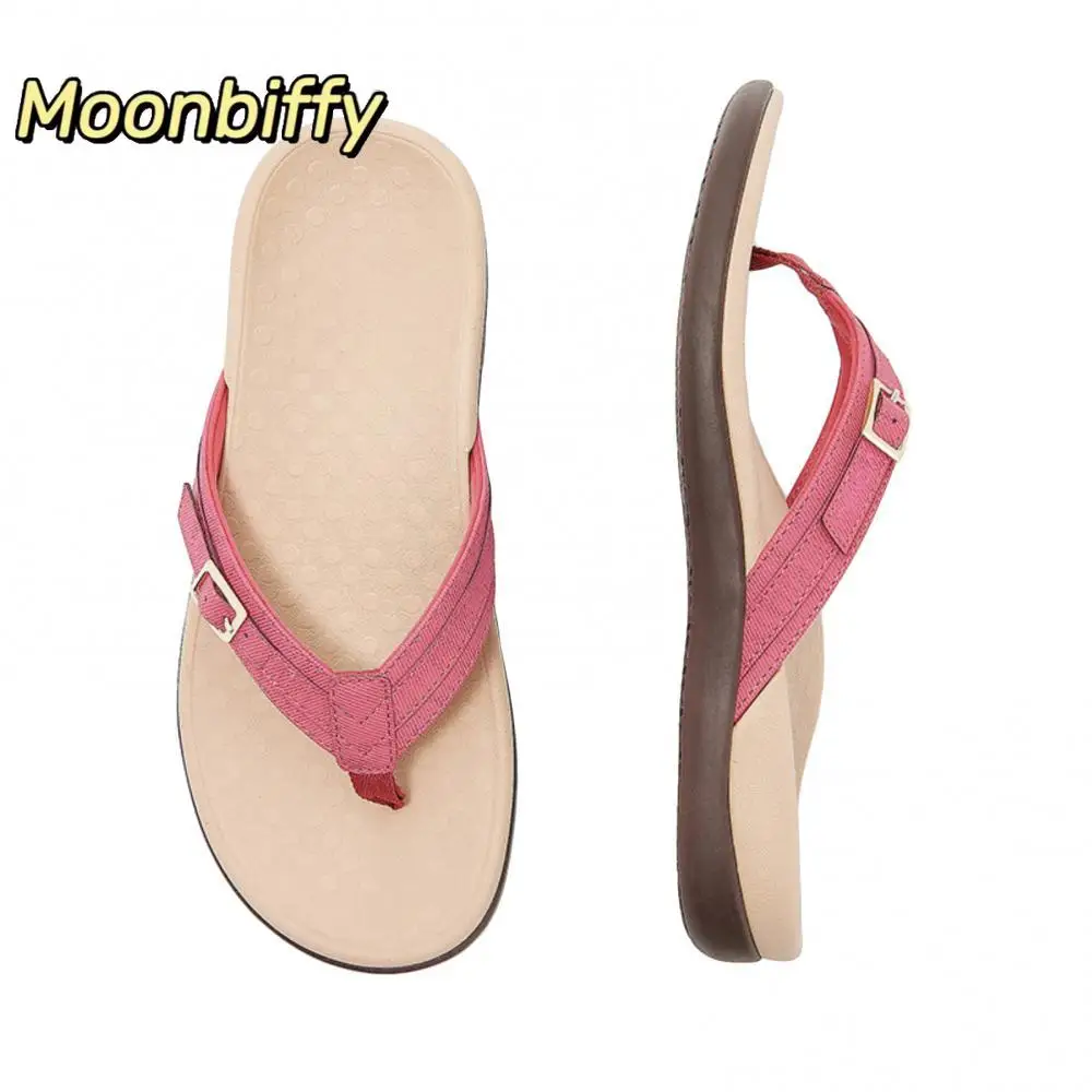

2022 Sandalias Planas Informales Para Mujer, Chanclas Con Hebilla De Soporte De Arco Verano Flip Flop Platform Flip Flops