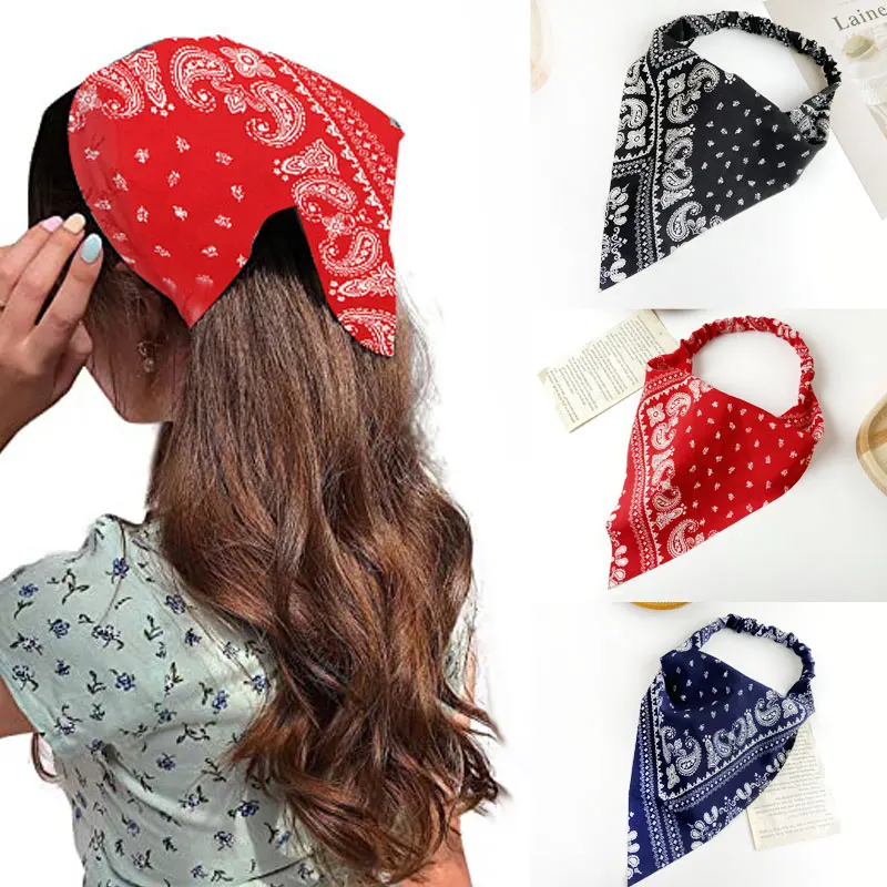 

Bohemia Headwrap Sunscreen Hair Band for Women Elastic Hair Scarf Headband Floral Turban Girls Print Wide Triangle Head Kerchief