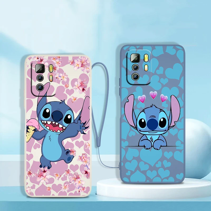 

Lilo & Stitch Disney Phone Case For Xiaomi Redmi Note 11 11S 11T 10S 10 9S 9T 9 8T 8 Pro Plus 7 5G Liquid Rope Cover