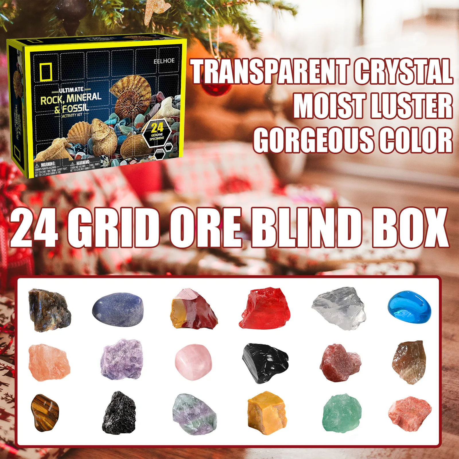 1 комплект рождественский адвент-календарь с рудой целебный кристалл