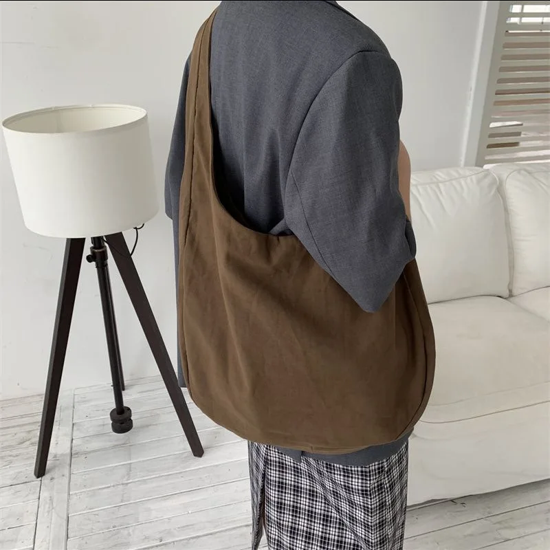 

Холщовые сумки через плечо для женщин, вместительные дамские сумочки-Хобо на ремне в стиле ретро, мессенджеры однотонные для женщин