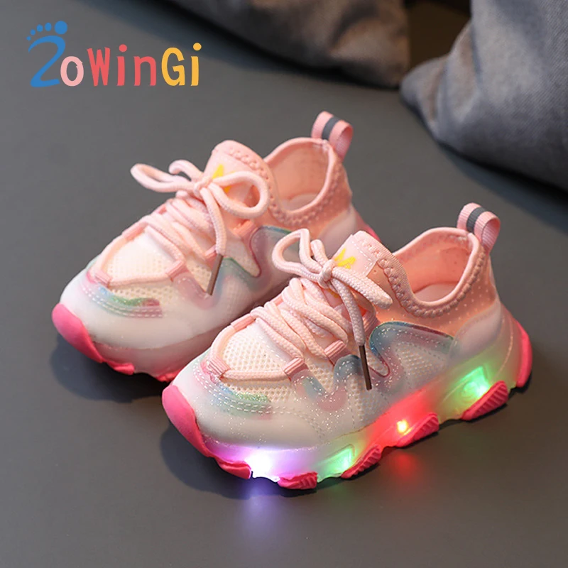 

Size 21-30 Kids Light Up Shoes Children's Glowing Shoes Mesh Breathable Sneakers Sport Shoes for Girls Tenis Infantil Menina