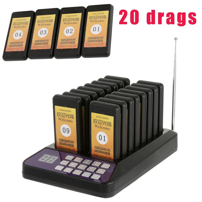 Беспроводной пейджер для ресторана с 24/20 пчеловодческой системой вызова 3