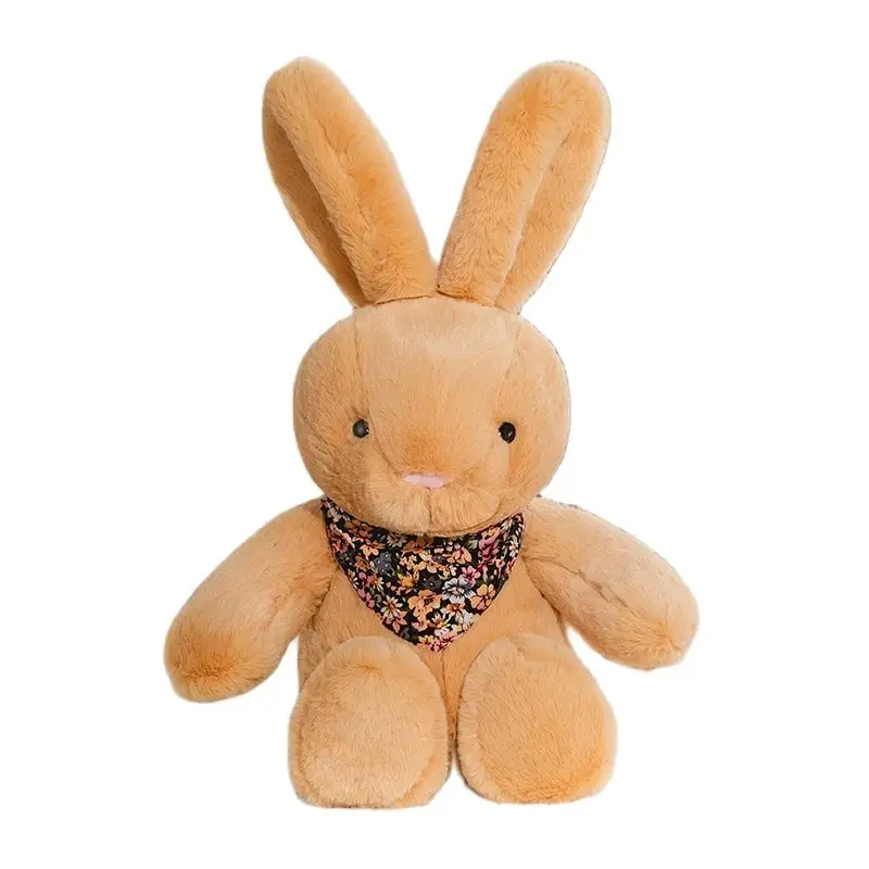 Симпатичная плюшевая подушка для куклы с длинными ушками из кроличьего меха