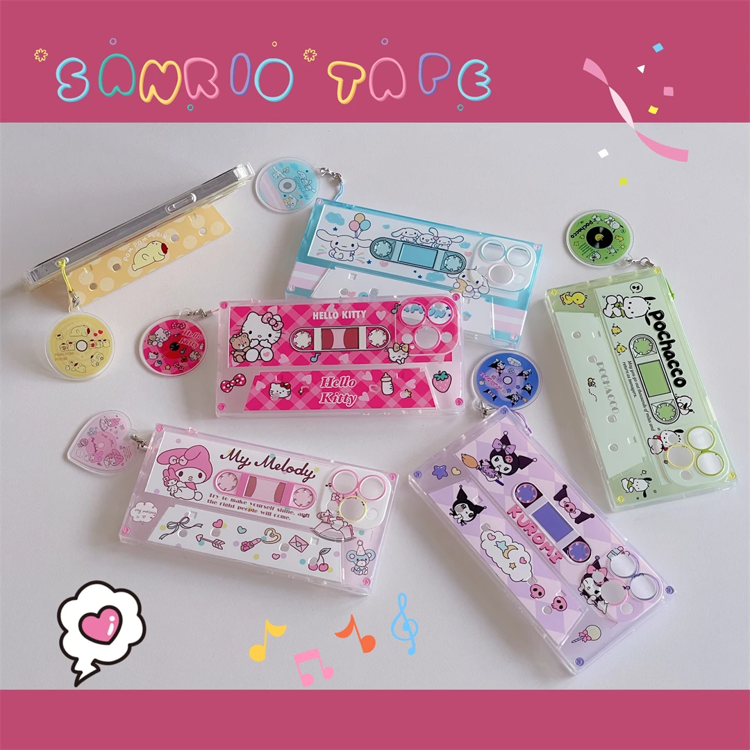 

Sanrio hello kitty my melody Kuromi Pink cute with bracket pendant Phone Cases For iPhone 14 13 12 11 Pro Max Back Cover
