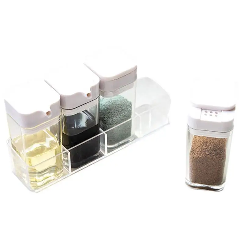 

Seasoning Box Set Set Of 4 Clear Seasoning Storage Jar Multi-Purpose Seasoning Storage Tool For Cornstarch Spices Salt Sugar