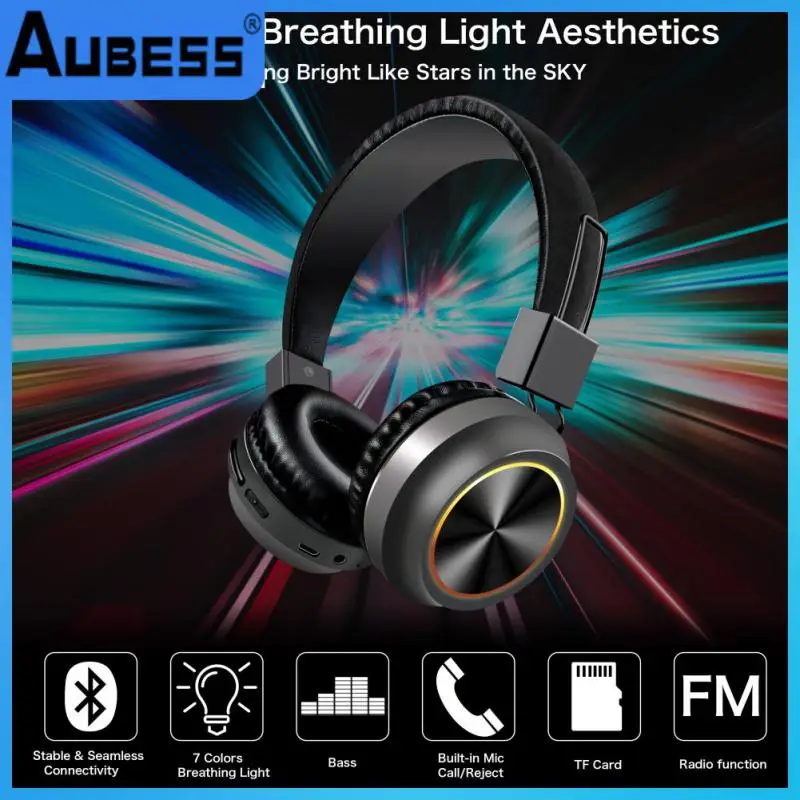 

Wireless Headphones Noise Reduction Headphones Light Up Over Ear Gaming Headsets Earphone Black Music Earphone 40 Mm