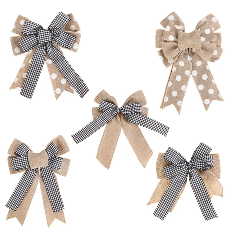 

Christmas Bows Decorations Double Layer Snowflake Striped Bow Tree Decorative Ornament Wreath for Xmas Fence Stairs Fireplace