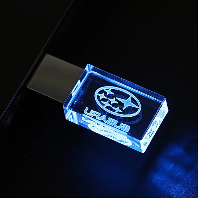 Новый автомобильный подарок, модный кристаллический USB-накопитель 128 ГБ со светодиодной подсветкой, бесплатная индивидуальная ручка с логотипом, внешнее хранилище (art.: 3920ca730cf65) - 3920ca730cf65