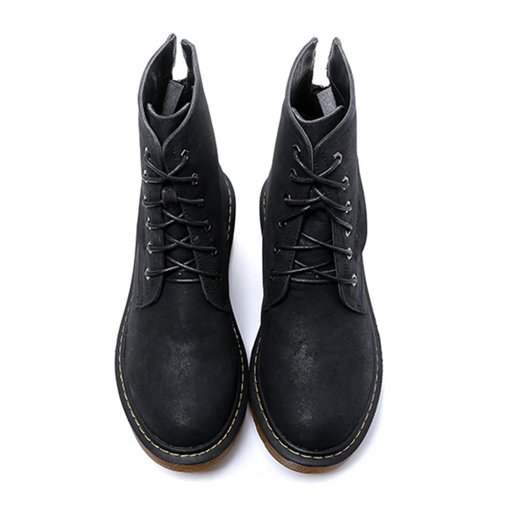 

Women Retro Britpop Style Shoes Boots female Bottine Laced With Thick Flat Boots Artificial PU mujer Platform zapatos
