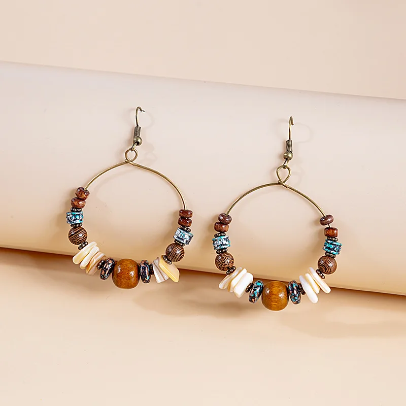 

Boho Handmade Beaded Earrings for Women Vintage Bronze Antique Earhooks for Girls