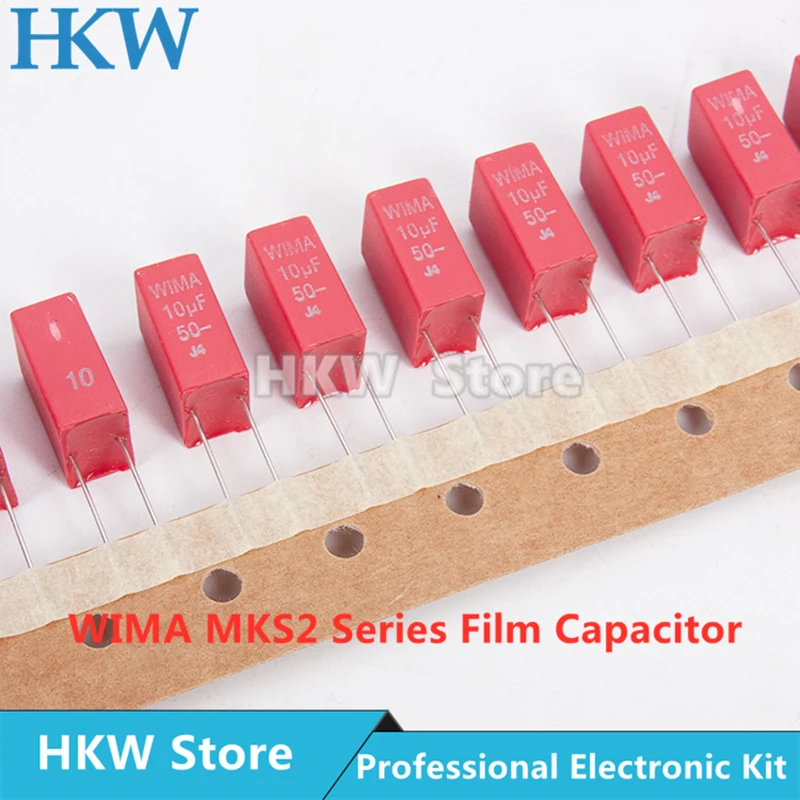 5pcs Original WIMA 10UF 50V RED MKS2 5MM Film Capacitor Hi-Fi Audio Capacitors 50V 106/10UF 10UF50V