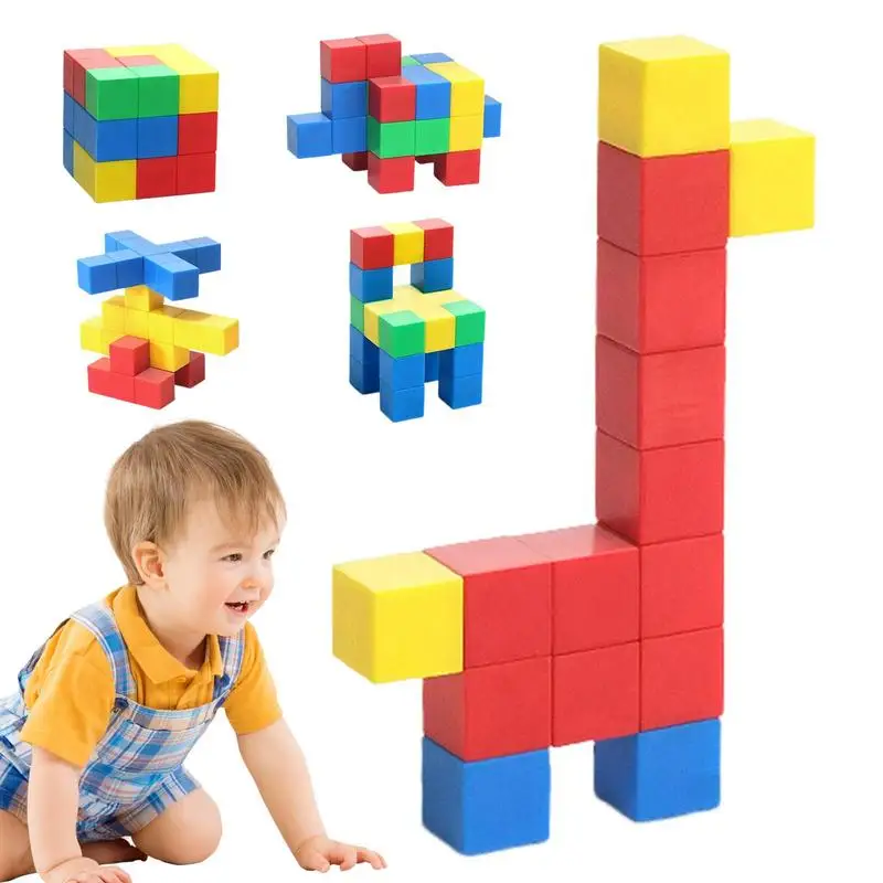 

32Pcs Magnetic Building Blocks Kids Designer Construction Set Magnetic Blocks Tiles Montessori Educational Toys For Kids Gift