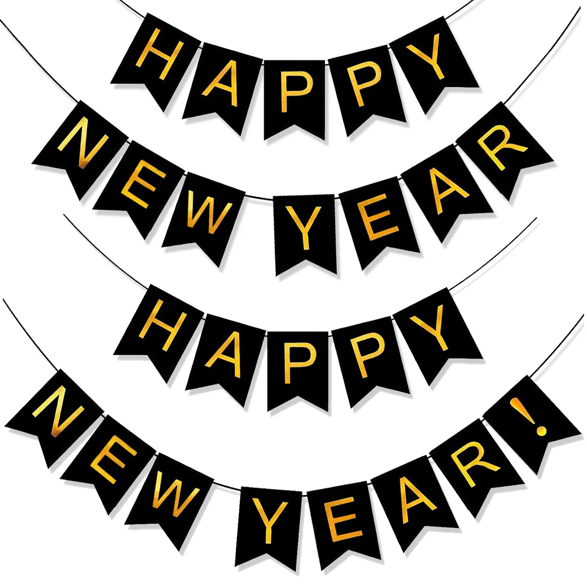 

Happy New Year Hot Gold Flag HAPPY NEW YEAR Banner New Year's Day Atmosphere Arrangement Party Dercation