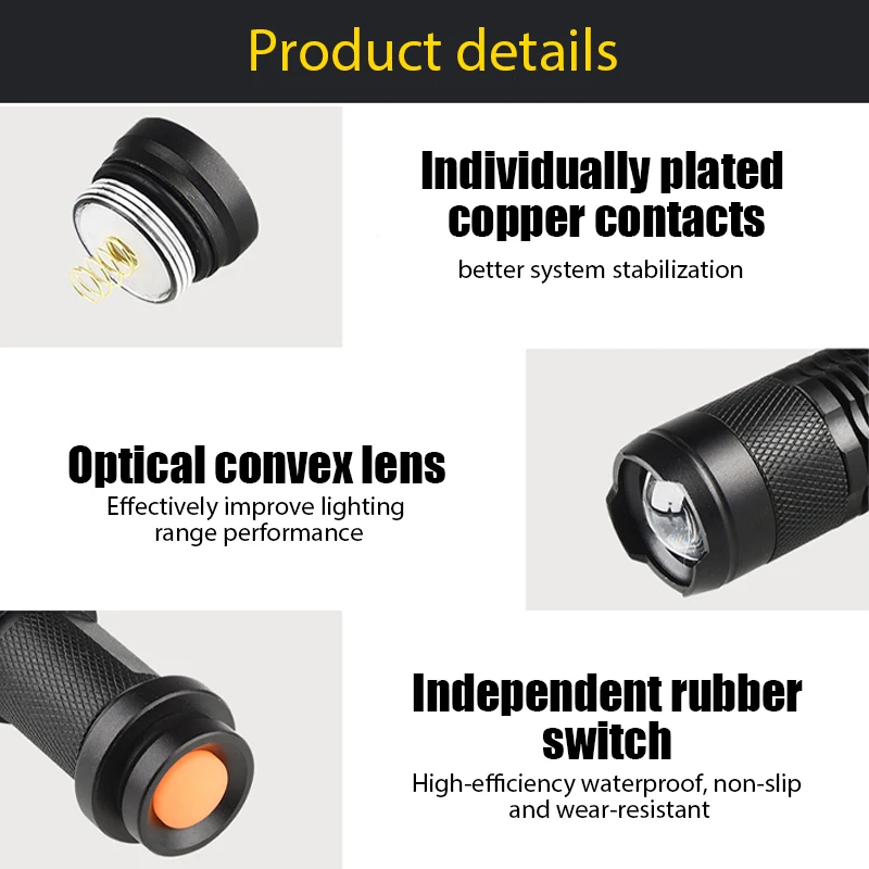 Светодиодный фонарик Q5 со встроенным аккумулятором и USB-зарядкой |