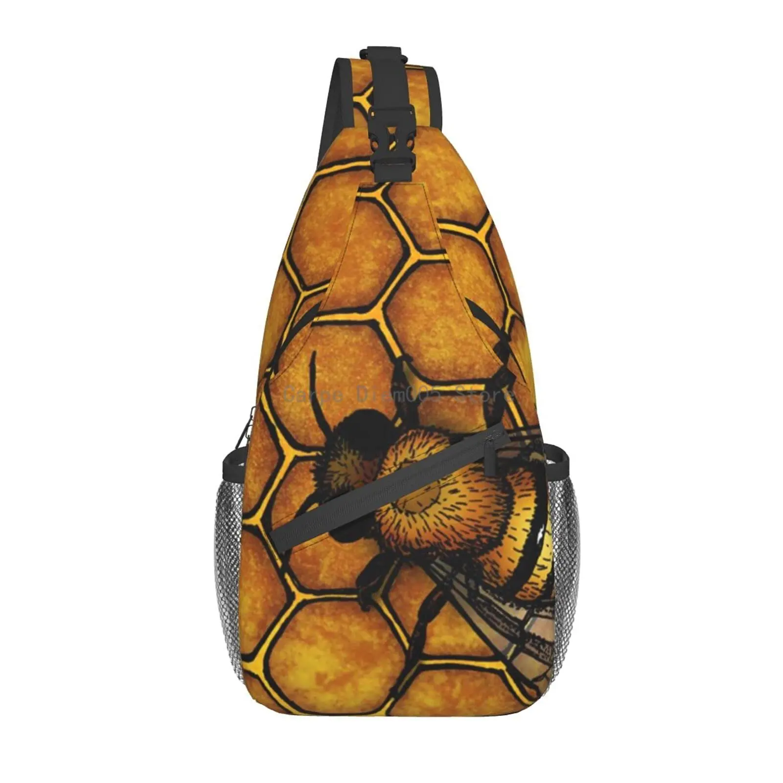 

Bee Honeybee Crossbody Rope Triangle Rucksack Canfeng Sling Backpacks Travel Hiking Daypack Rope Crossbody Shoulder Bag