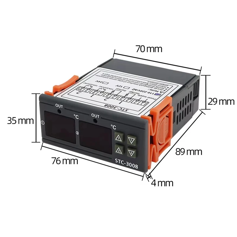 Двойной цифровой регулятор температуры STC-3008 два релейных выхода термостат