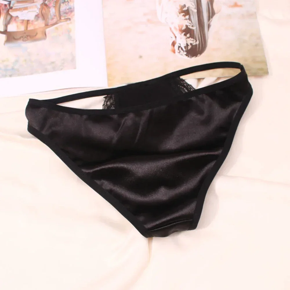 damskie majtki wygodna satyna jedwabna bielizna z wycięciem figi bikini szorty seksowne niskim stanem
