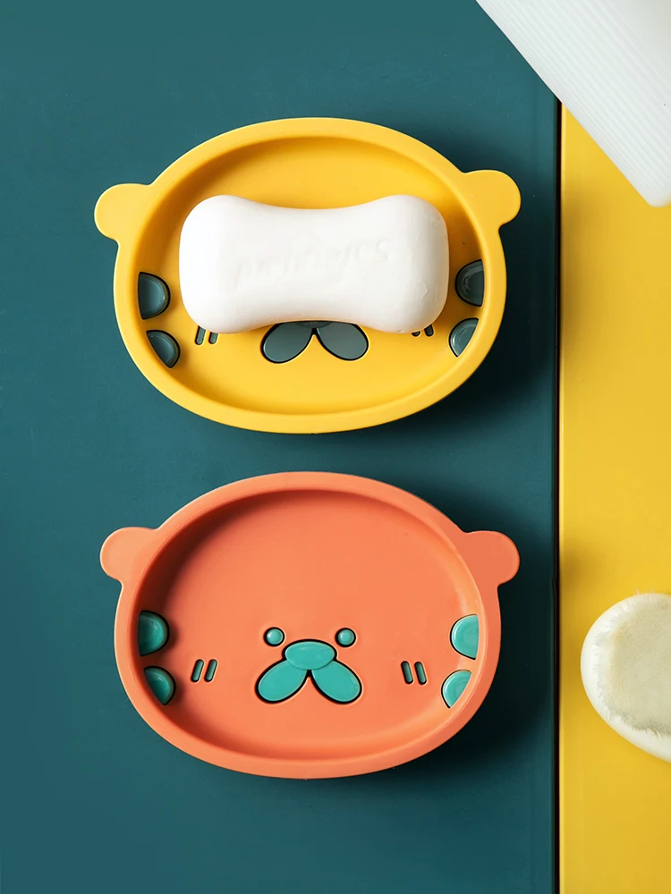 

Cartoon Shape Soap Box Kids Toys Draining Practical Easy Clean Soap Dish Bathroom Candy Colors Soaps Dish Box soap holder
