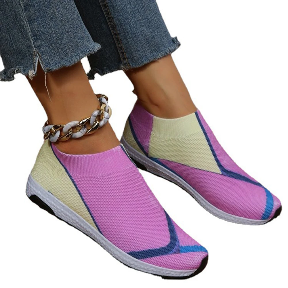 Women Casual Sport Flats Fashion Shoes Mother Walking Loafers Ultra-Light Breathable Air Mesh Comfortable Sneakers