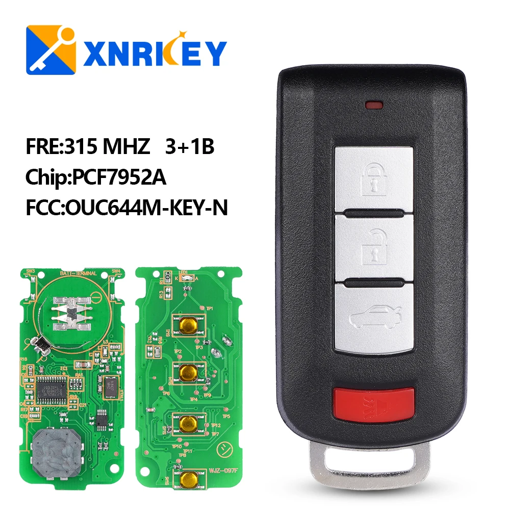 

XNRKEY 3 + 1 кнопочный фонарь 433 МГц FSK PCF7952/ID46 чип для Mitsubishi Lancer Outlander ASX автомобильный фонарь