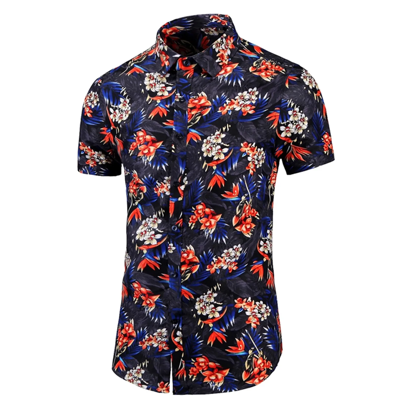 

Мужская рубашка с коротким рукавом, модель 2023 года, модная рубашка с принтом роз, растений, гавайская одежда для отдыха и отдыха