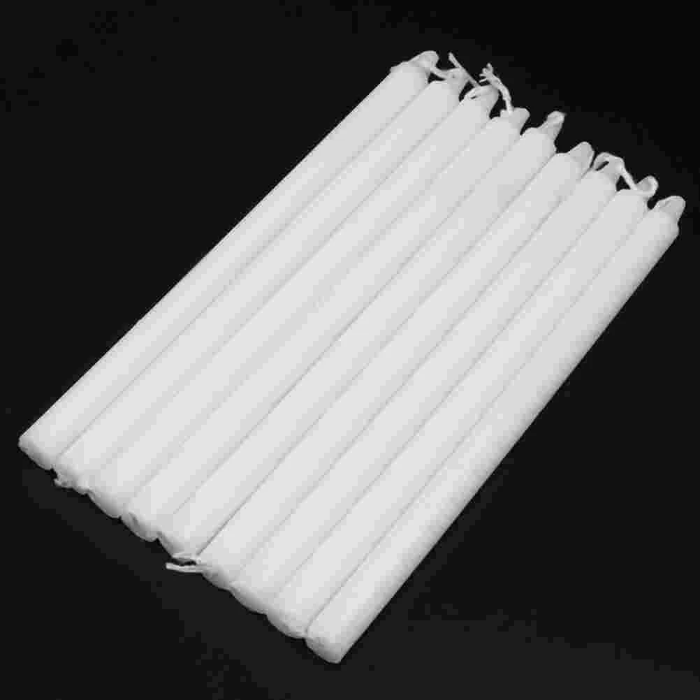 

10 Pcs White Stands Decorative White Color Candles Paraffin Bulk Cylinder Unscented Pillar Decor