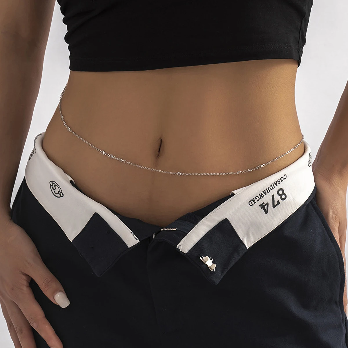 

Simple Trendy AAA Zircon All-match Waist Belly Chain For Women Gold/Silver Color Body Jewelry Summer Festival Accessories Gifts