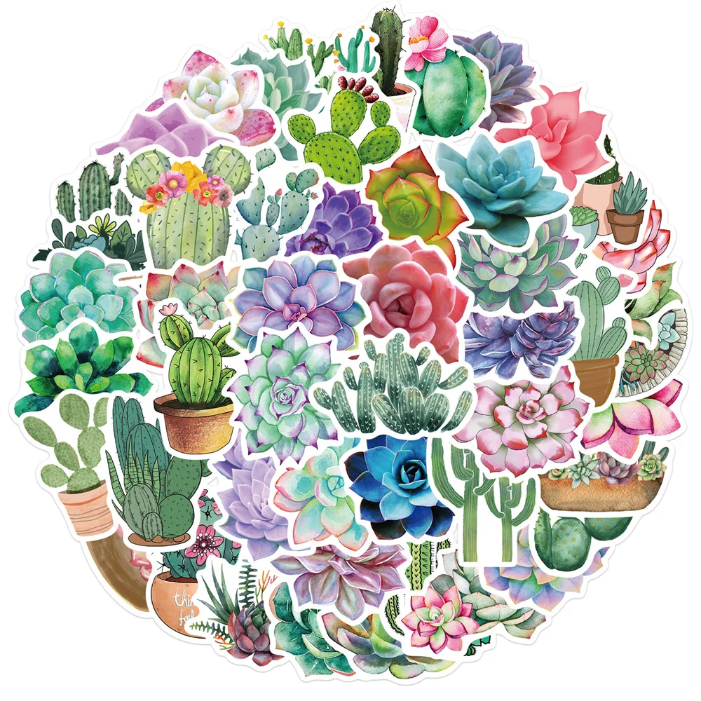 

10/30/50PCS Cute Succulent Cartoon Cactus Plant Graffiti Waterproof Sticker Creative Trend Decorative Skateboard GuitarWholesale
