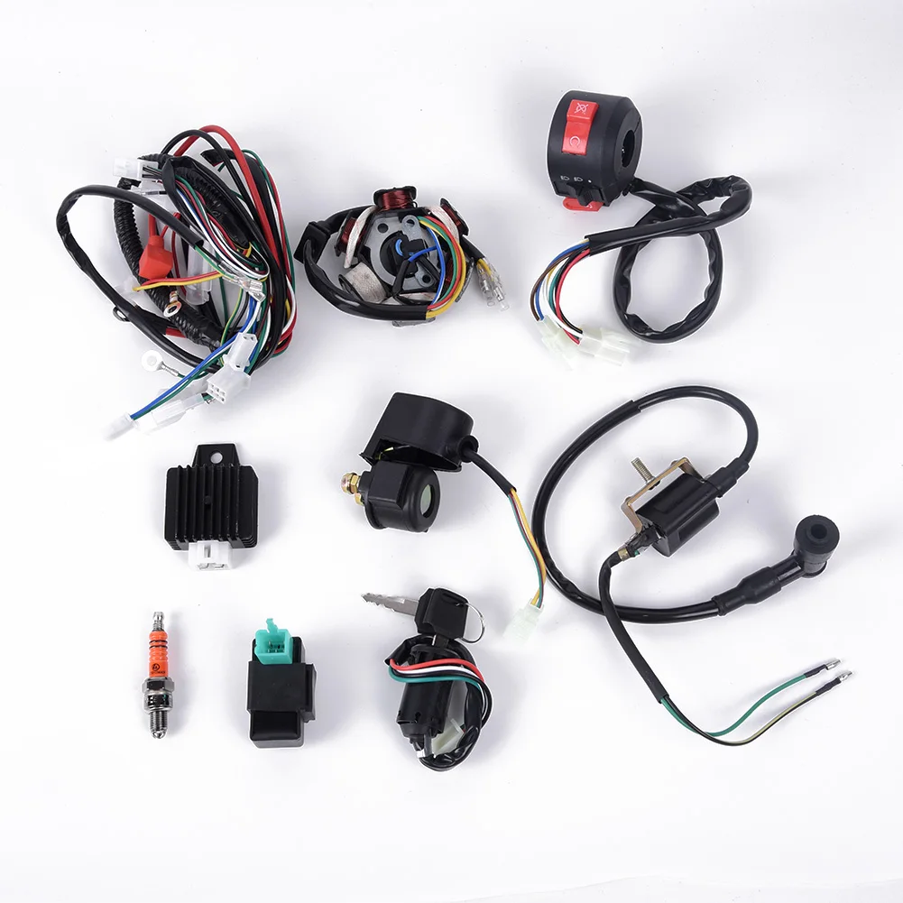 

Beach Car CDI Engine Kit + Harness Switch 50CC-125CC Mini ATV Complete Wiring Harness CDI Stator 6 Coil Pole Ignition Set